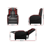 Artiss Recliner Chair Gaming Racing Armchair Lounge Sofa Chairs Leather Black.